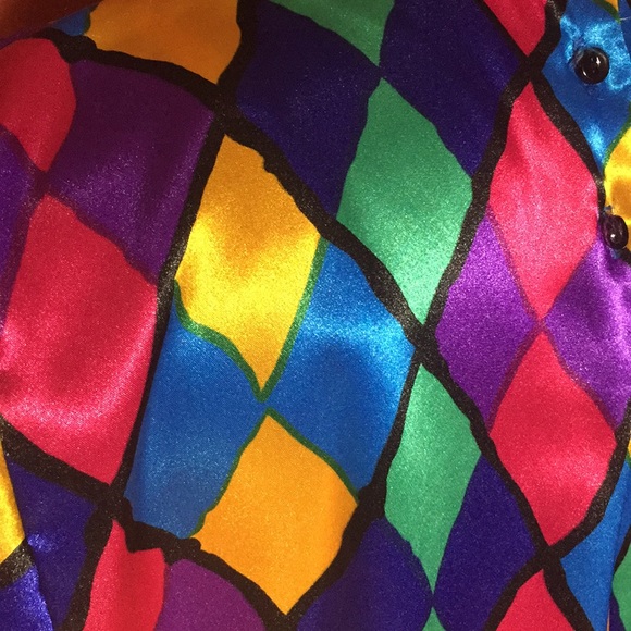 Vintage 80’s multi colored patterned blouse M/L - Picture 8 of 8